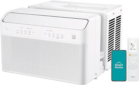 Midea 10,000 BTU U-Shaped Smart Inverter Window Air Conditioner–Cools up to 450 Sq. Ft., Ultra Quiet with Open Window Flexibility, Works with Alexa/Google Assistant, 35% Energy Savings, Remote Control