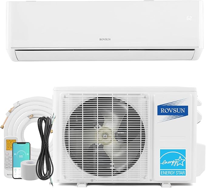 ROVSUN 12,000 BTU WIFI Enabled 22 SEER Mini Split AC/Heating System with Inverter, 115V Ductless Split System Air Conditioner w/Pre-Charged Condenser, Heat Pump & Installation Kit, Works with Alexa